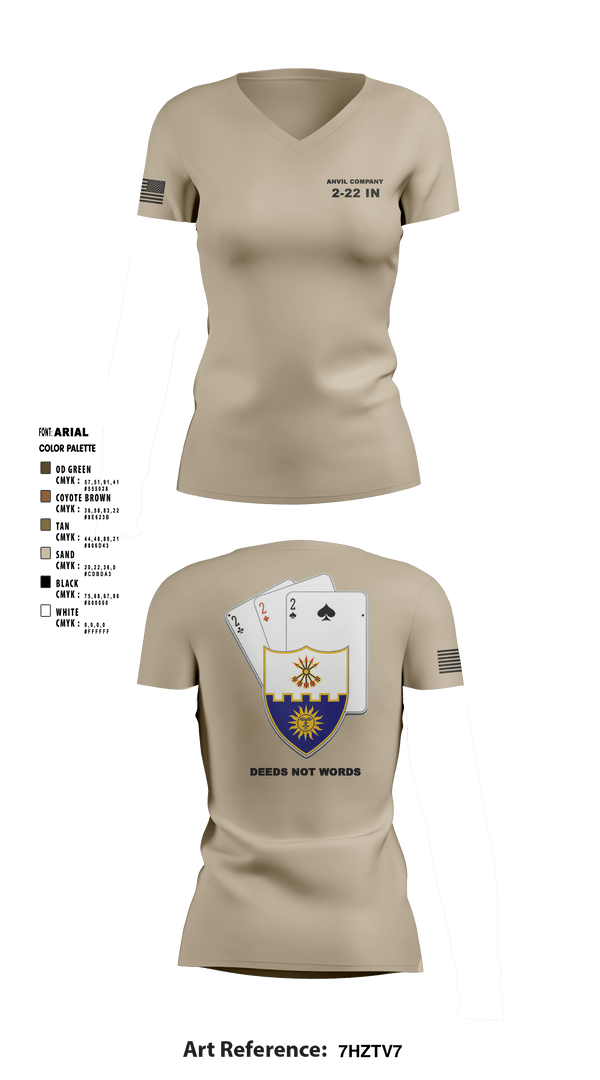 Womens Short Sleeve Vneck Shirt, Anvil company, 2-22 Infantry, Army, Teamtime, Team time, sublimation, custom sports apparel, team uniforms, spirit wear, spiritwear, sports uniforms, custom shirts, team store, custom team store, fundraiser sports, apparel fundraiser