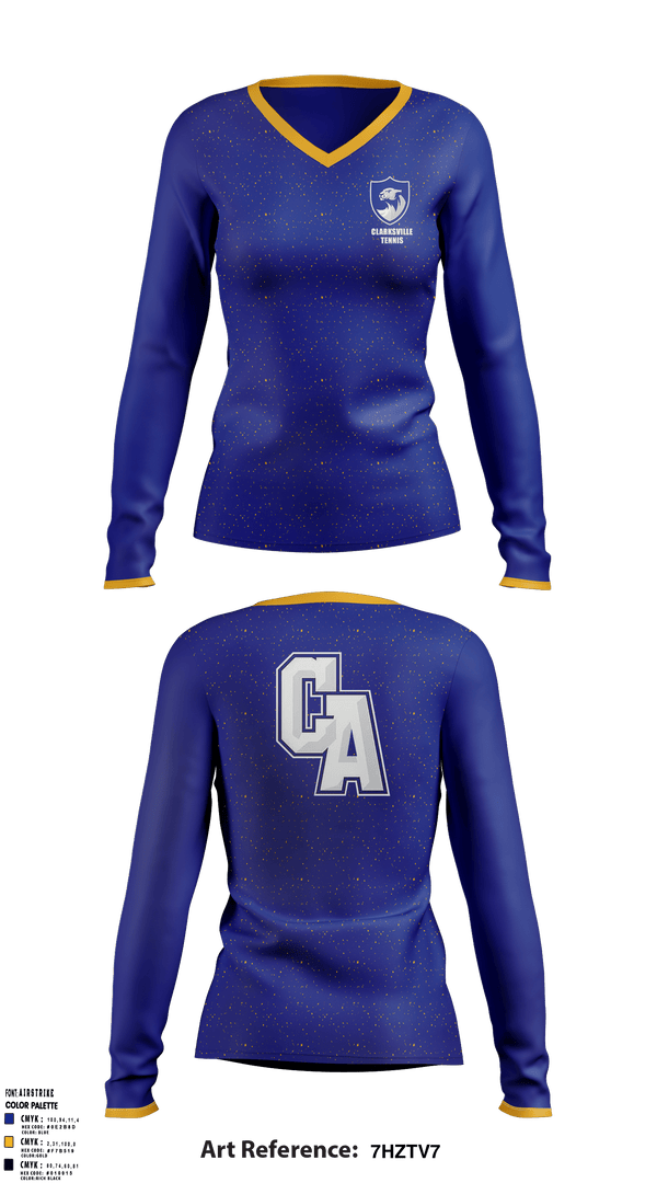 Womens Long Sleeve Vneck Shirt, Clarksville Academy Tennis, Tennis, Teamtime, Team time, sublimation, custom sports apparel, team uniforms, spirit wear, spiritwear, sports uniforms, custom shirts, team store, custom team store, fundraiser sports, apparel fundraiser