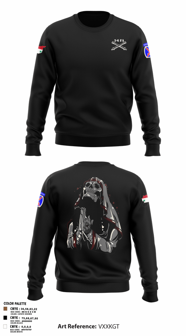 Crew Neck Sweatshirt, 3-6 FA, Army, Teamtime, Team time, sublimation, custom sports apparel, team uniforms, spirit wear, spiritwear, sports uniforms, custom shirts, team store, custom team store, fundraiser sports, apparel fundraiser