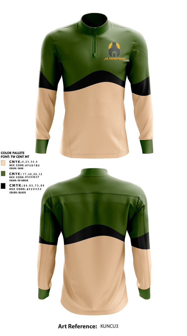 Quarter Zip Jacket, J.E. Handyman, LLC, , Teamtime, Team time, sublimation, custom sports apparel, team uniforms, spirit wear, spiritwear, sports uniforms, custom shirts, team store, custom team store, fundraiser sports, apparel fundraiser