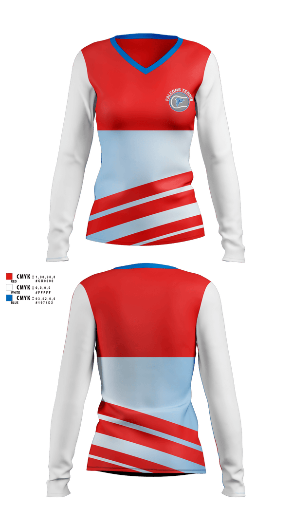 Womens Long Sleeve Vneck Shirt, Atwater High School Tennis, Tennis, Teamtime, Team time, sublimation, custom sports apparel, team uniforms, spirit wear, spiritwear, sports uniforms, custom shirts, team store, custom team store, fundraiser sports, apparel fundraiser