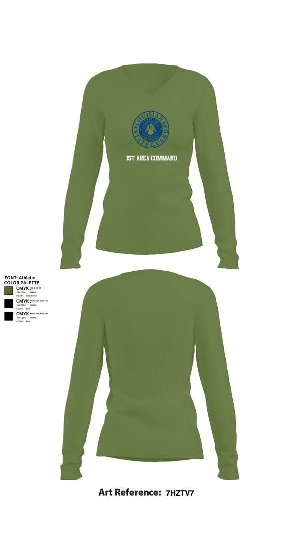 Womens Long Sleeve Vneck Shirt, 1st Area Command, , Teamtime, Team time, sublimation, custom sports apparel, team uniforms, spirit wear, spiritwear, sports uniforms, custom shirts, team store, custom team store, fundraiser sports, apparel fundraiser