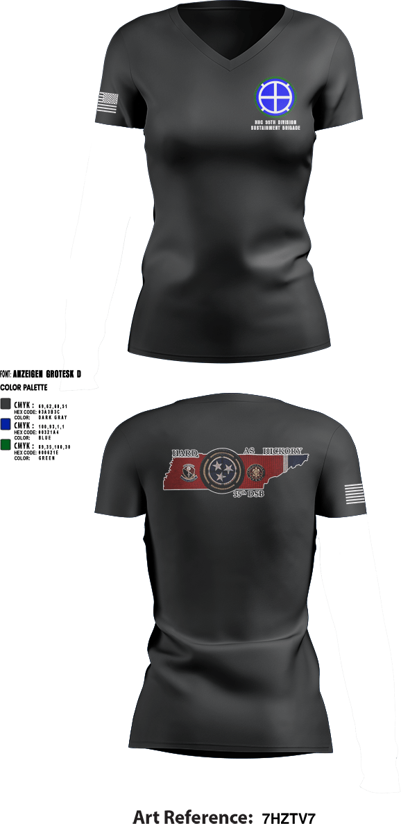 Womens Short Sleeve Vneck Shirt, HHC 35th Division Sustainment Brigade, National Guard, Teamtime, Team time, sublimation, custom sports apparel, team uniforms, spirit wear, spiritwear, sports uniforms, custom shirts, team store, custom team store, fundraiser sports, apparel fundraiser
