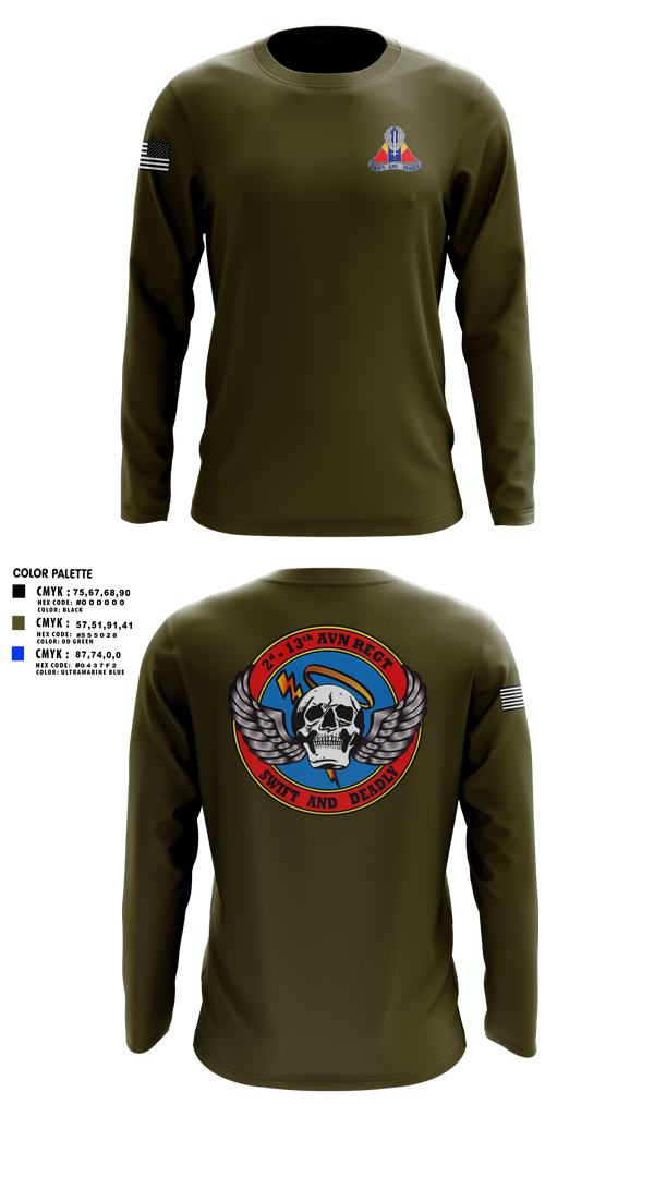 Long Sleeve Performance Shirt, A Co, 2-13th Aviation Regiment, , Teamtime, Team time, sublimation, custom sports apparel, team uniforms, spirit wear, spiritwear, sports uniforms, custom shirts, team store, custom team store, fundraiser sports, apparel fundraiser