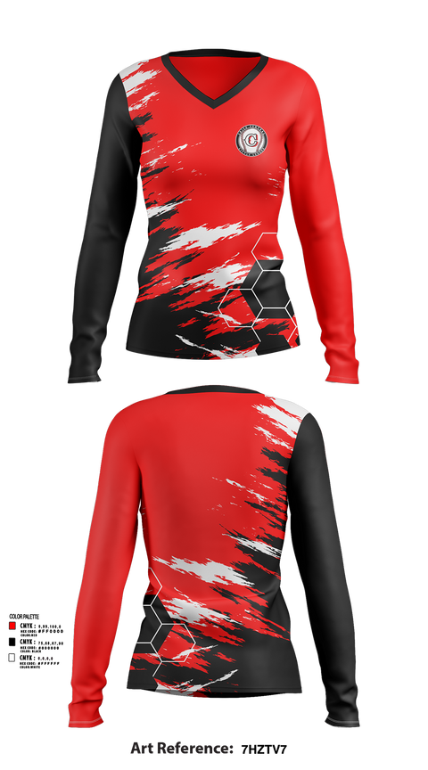 Womens Long Sleeve Vneck Shirt, Chico Central Little League, Spirit Store, Teamtime, Team time, sublimation, custom sports apparel, team uniforms, spirit wear, spiritwear, sports uniforms, custom shirts, team store, custom team store, fundraiser sports, apparel fundraiser