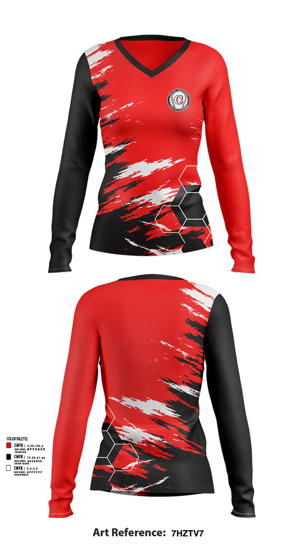 Womens Long Sleeve Vneck Shirt, Chico Central Little League, Spirit Store, Teamtime, Team time, sublimation, custom sports apparel, team uniforms, spirit wear, spiritwear, sports uniforms, custom shirts, team store, custom team store, fundraiser sports, apparel fundraiser