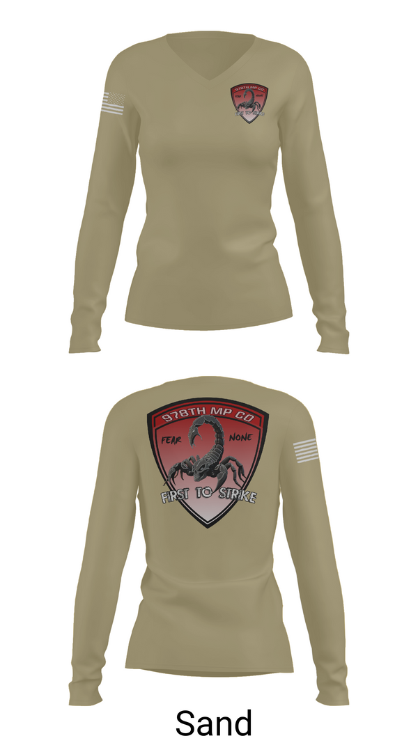 Womens Long Sleeve Vneck Shirt, 978th Military Police Company, , Teamtime, Team time, sublimation, custom sports apparel, team uniforms, spirit wear, spiritwear, sports uniforms, custom shirts, team store, custom team store, fundraiser sports, apparel fundraiser