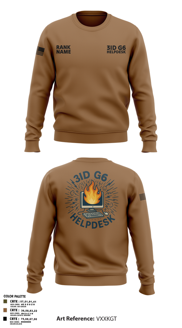 Crew Neck Sweatshirt, 3ID G6 Helpdesk, , Teamtime, Team time, sublimation, custom sports apparel, team uniforms, spirit wear, spiritwear, sports uniforms, custom shirts, team store, custom team store, fundraiser sports, apparel fundraiser