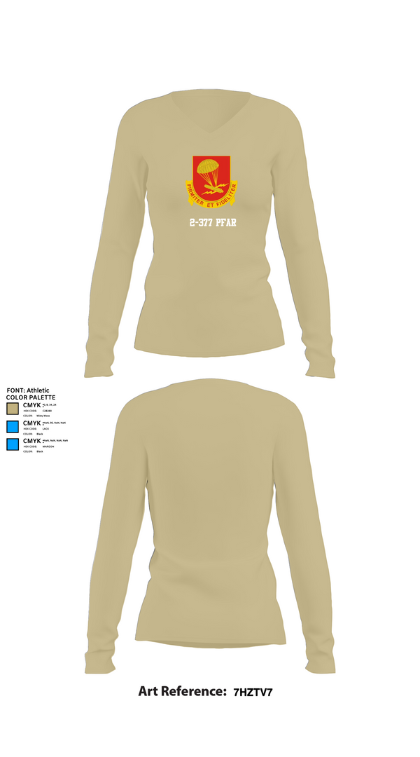 Womens Long Sleeve Vneck Shirt, 2-377 PFAR, Army, Teamtime, Team time, sublimation, custom sports apparel, team uniforms, spirit wear, spiritwear, sports uniforms, custom shirts, team store, custom team store, fundraiser sports, apparel fundraiser