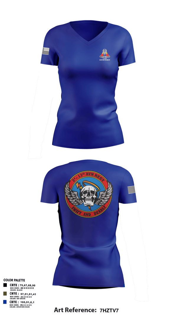 Womens Short Sleeve Vneck Shirt, A Co, 2-13th Aviation Regiment, , Teamtime, Team time, sublimation, custom sports apparel, team uniforms, spirit wear, spiritwear, sports uniforms, custom shirts, team store, custom team store, fundraiser sports, apparel fundraiser