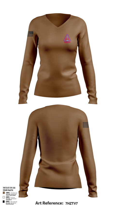 Womens Long Sleeve Vneck Shirt, Recruiting and Retention Battalion, , Teamtime, Team time, sublimation, custom sports apparel, team uniforms, spirit wear, spiritwear, sports uniforms, custom shirts, team store, custom team store, fundraiser sports, apparel fundraiser