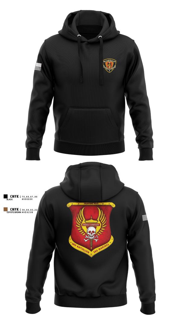 Hoodie, 3rd Battalion 3rd Marines India Co., , Teamtime, Team time, sublimation, custom sports apparel, team uniforms, spirit wear, spiritwear, sports uniforms, custom shirts, team store, custom team store, fundraiser sports, apparel fundraiser