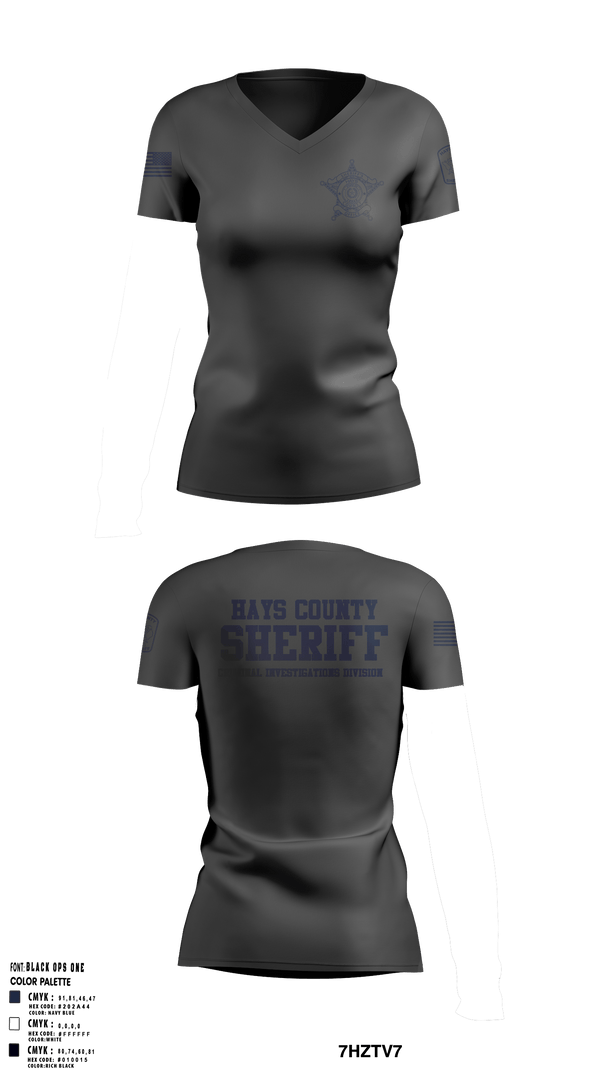 Womens Short Sleeve Vneck Shirt, Hays County Sheriff's Office - CID, , Teamtime, Team time, sublimation, custom sports apparel, team uniforms, spirit wear, spiritwear, sports uniforms, custom shirts, team store, custom team store, fundraiser sports, apparel fundraiser