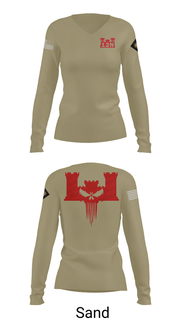 Womens Long Sleeve Vneck Shirt, A co 578th BEB, , Teamtime, Team time, sublimation, custom sports apparel, team uniforms, spirit wear, spiritwear, sports uniforms, custom shirts, team store, custom team store, fundraiser sports, apparel fundraiser