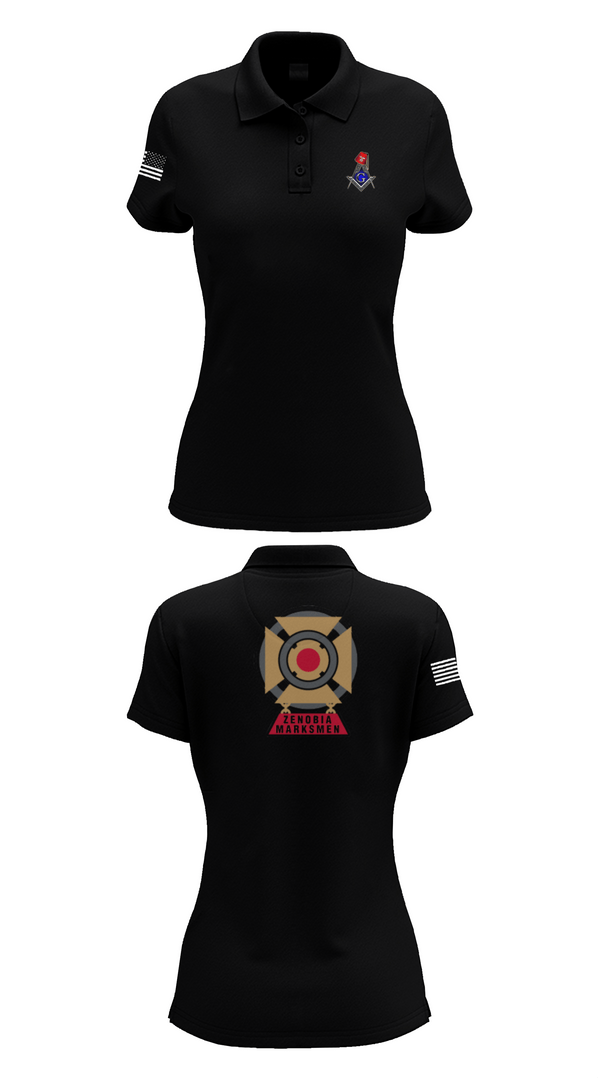 Womens Short Sleeve Performance Polo, Zenobia Marksmen, , Teamtime, Team time, sublimation, custom sports apparel, team uniforms, spirit wear, spiritwear, sports uniforms, custom shirts, team store, custom team store, fundraiser sports, apparel fundraiser