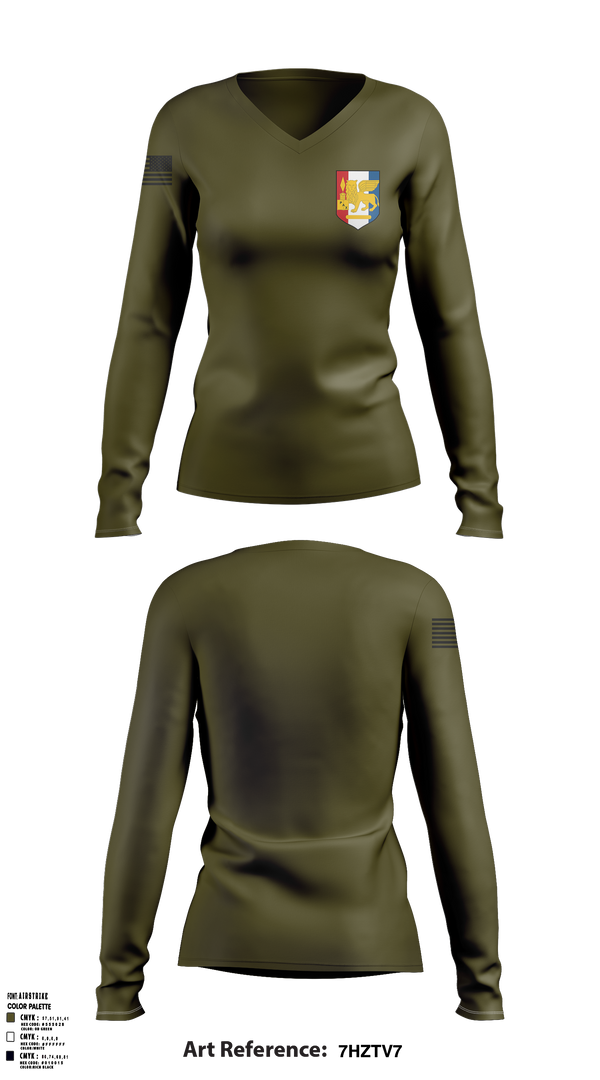 Womens Long Sleeve Vneck Shirt, 88th Artillery Detachment, , Teamtime, Team time, sublimation, custom sports apparel, team uniforms, spirit wear, spiritwear, sports uniforms, custom shirts, team store, custom team store, fundraiser sports, apparel fundraiser