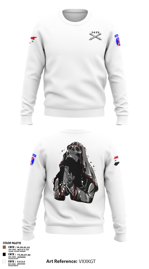 Crew Neck Sweatshirt, 3-6 FA, Army, Teamtime, Team time, sublimation, custom sports apparel, team uniforms, spirit wear, spiritwear, sports uniforms, custom shirts, team store, custom team store, fundraiser sports, apparel fundraiser