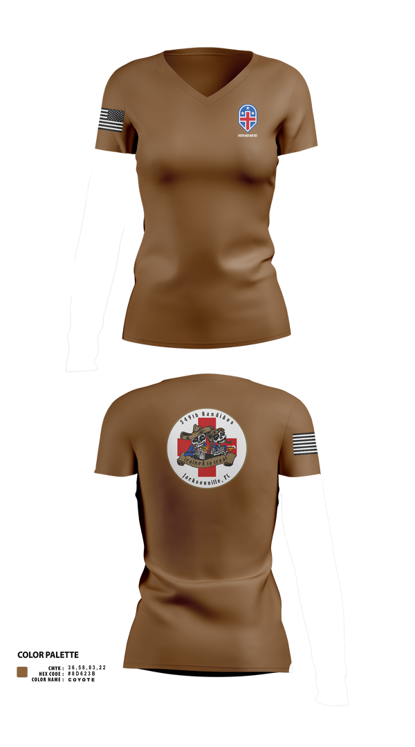 Womens Short Sleeve Vneck Shirt, 349th Medical Augmentation Det., , Teamtime, Team time, sublimation, custom sports apparel, team uniforms, spirit wear, spiritwear, sports uniforms, custom shirts, team store, custom team store, fundraiser sports, apparel fundraiser