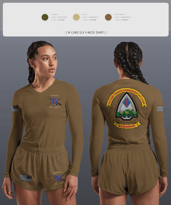 Womens Long Sleeve Vneck Shirt, 1LAR, Marines, Teamtime, Team time, sublimation, custom sports apparel, team uniforms, spirit wear, spiritwear, sports uniforms, custom shirts, team store, custom team store, fundraiser sports, apparel fundraiser