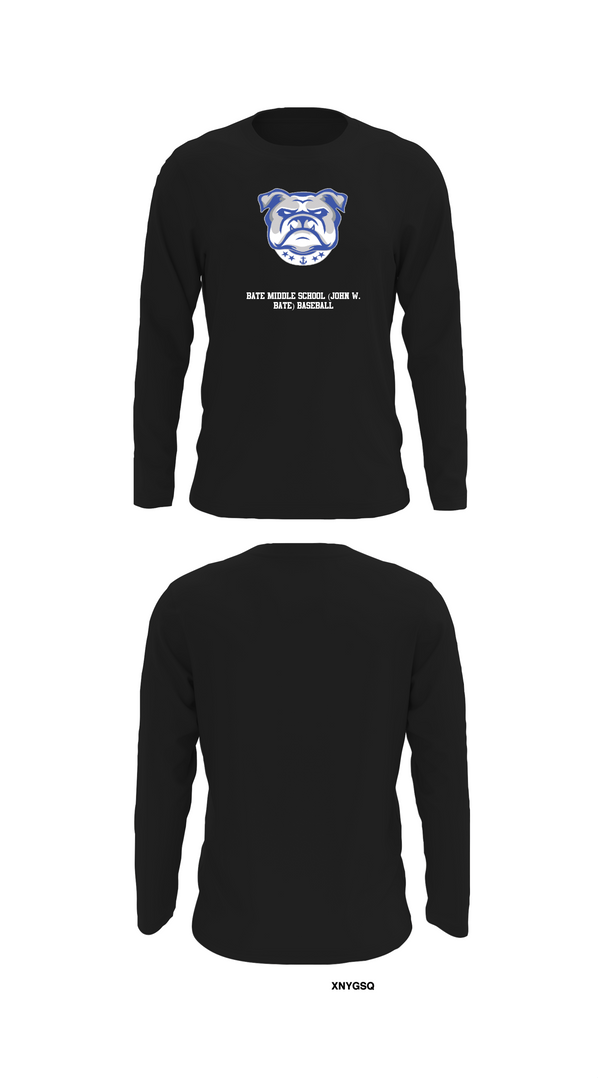 Long Sleeve Performance Shirt, Bate Middle School (John W. Bate) Baseball, Baseball, Teamtime, Team time, sublimation, custom sports apparel, team uniforms, spirit wear, spiritwear, sports uniforms, custom shirts, team store, custom team store, fundraiser sports, apparel fundraiser