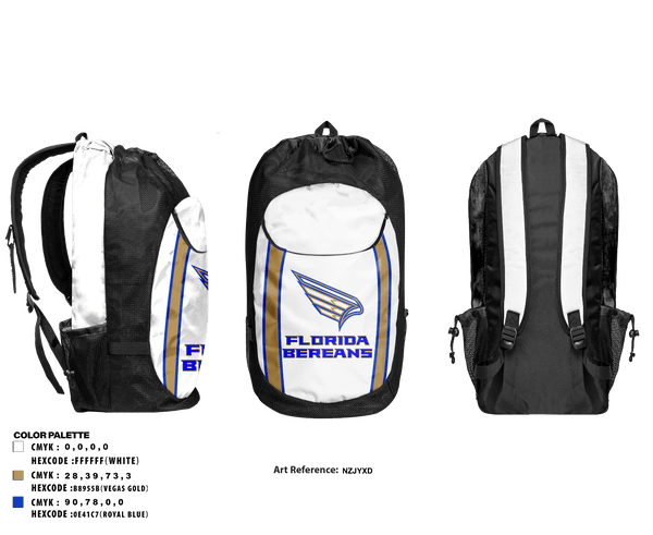 Gear Bag, FLORIDA BEREANS, Football, Teamtime, Team time, sublimation, custom sports apparel, team uniforms, spirit wear, spiritwear, sports uniforms, custom shirts, team store, custom team store, fundraiser sports, apparel fundraiser