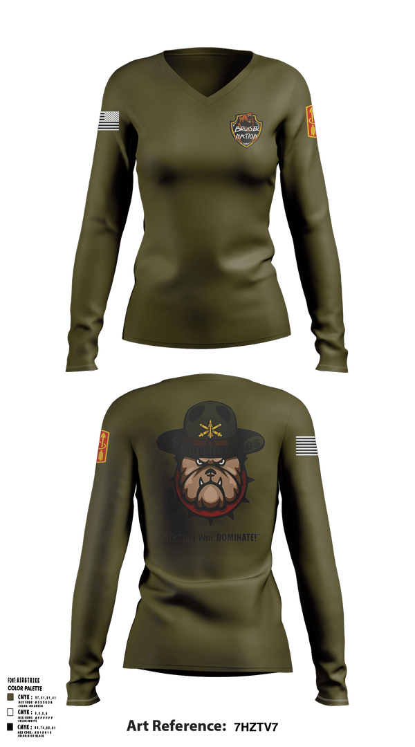 Women's Long Sleeve Vneck Shirt, 13TH Missile Defense BatteryB/3-6 ADA BNBravo Bulldawgs, Army, Teamtime, Team time, sublimation, custom sports apparel, team uniforms, spirit wear, spiritwear, sports uniforms, custom shirts, team store, custom team store, fundraiser sports, apparel fundraiser