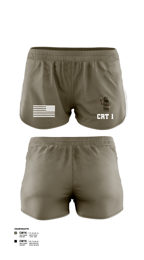 Women's Shorts, CRT 1, Army, Teamtime, Team time, sublimation, custom sports apparel, team uniforms, spirit wear, spiritwear, sports uniforms, custom shirts, team store, custom team store, fundraiser sports, apparel fundraiser