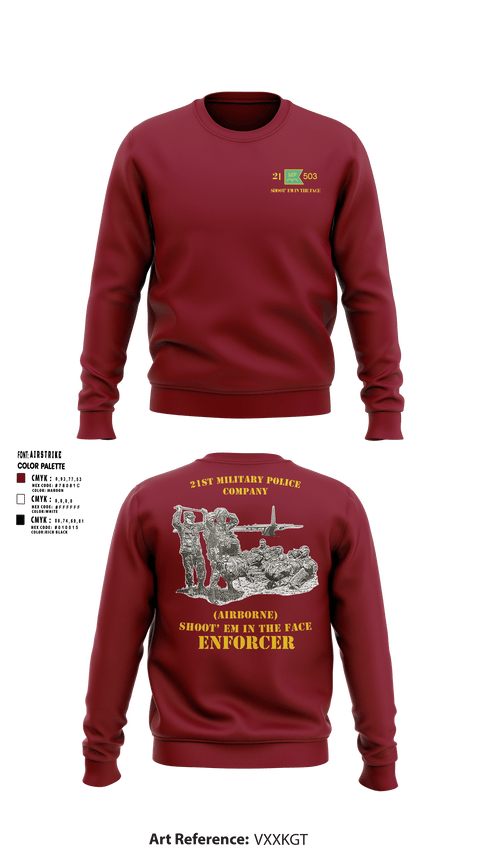 Crew Neck Sweatshirt, 21ST MILITARY POLICE COMPANY (AIRBORNE), Army, Teamtime, Team time, sublimation, custom sports apparel, team uniforms, spirit wear, spiritwear, sports uniforms, custom shirts, team store, custom team store, fundraiser sports, apparel fundraiser