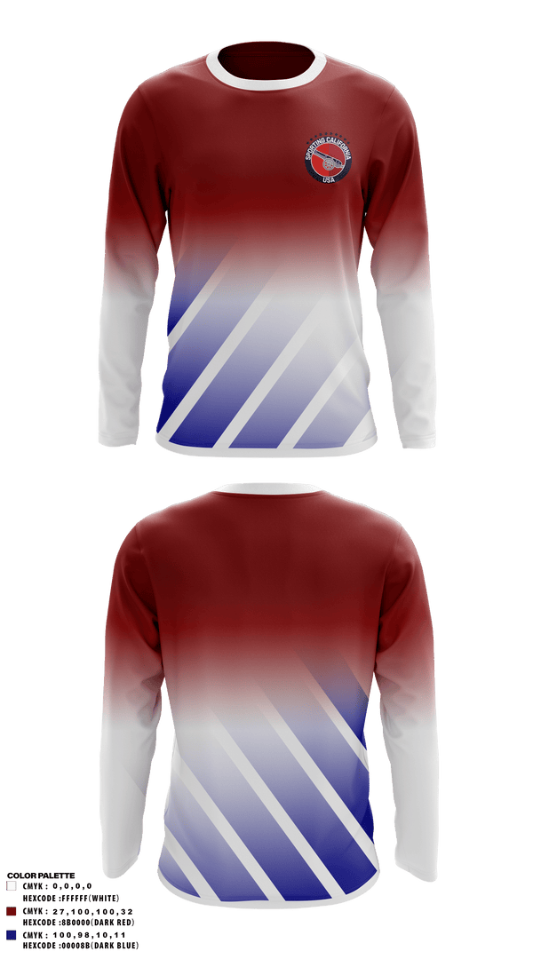 Long Sleeve Performance Shirt, Sporting California USA, Men's Soccer, Teamtime, Team time, sublimation, custom sports apparel, team uniforms, spirit wear, spiritwear, sports uniforms, custom shirts, team store, custom team store, fundraiser sports, apparel fundraiser