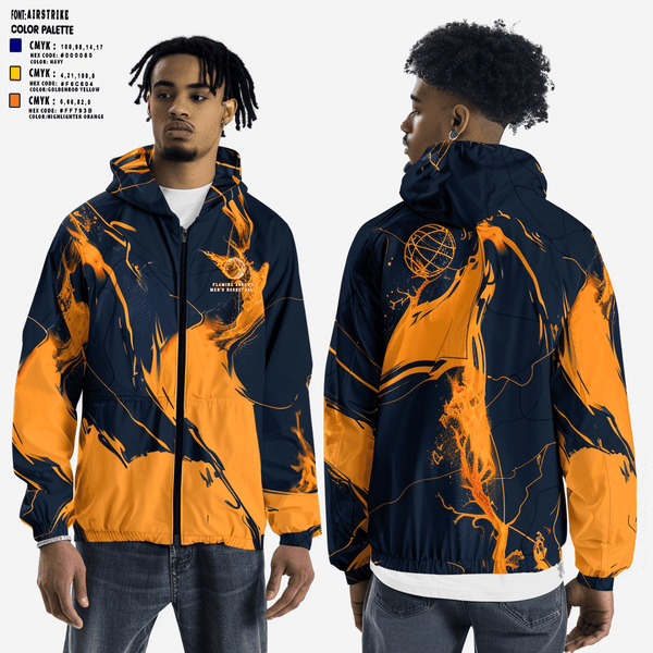 Windbreaker, Flaming Arrows, Men's Basketball, Teamtime, Team time, sublimation, custom sports apparel, team uniforms, spirit wear, spiritwear, sports uniforms, custom shirts, team store, custom team store, fundraiser sports, apparel fundraiser