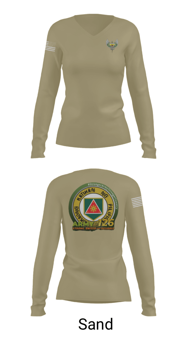 Women's Long Sleeve Vneck Shirt, 51st Combat Engineers, Army, Teamtime, Team time, sublimation, custom sports apparel, team uniforms, spirit wear, spiritwear, sports uniforms, custom shirts, team store, custom team store, fundraiser sports, apparel fundraiser