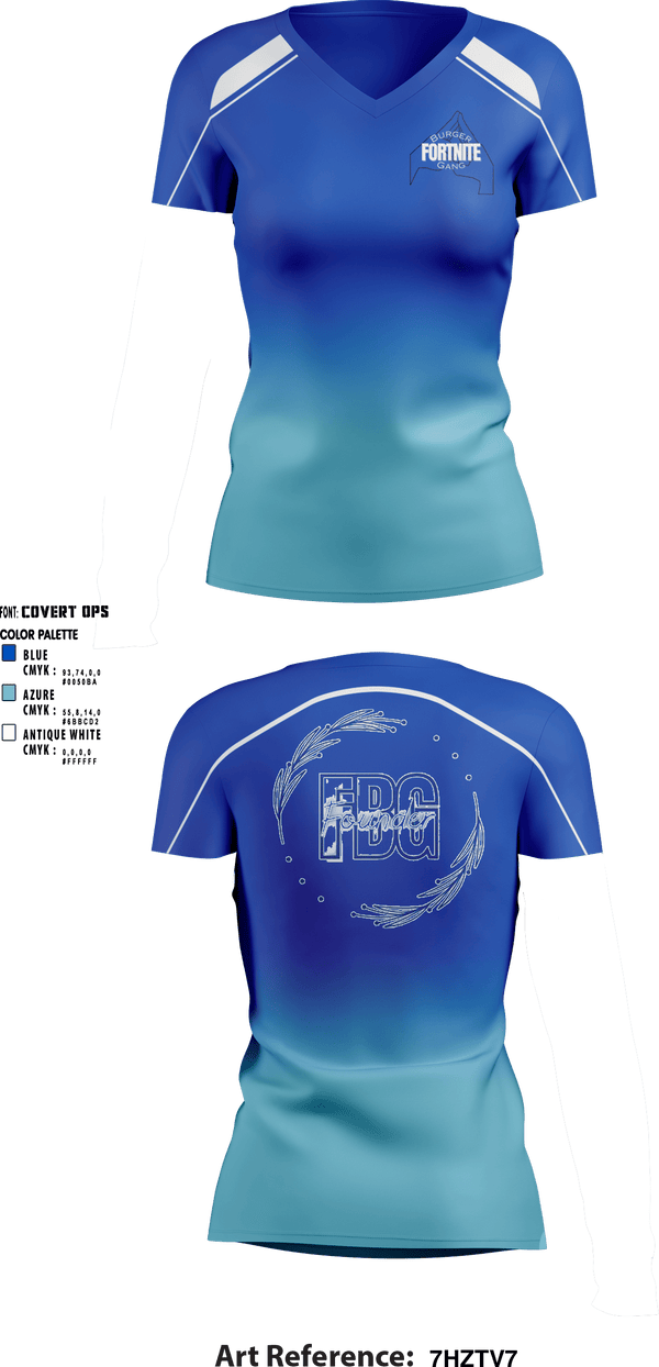 Women's Short Sleeve Vneck Shirt, Fortnite Burger Gang, E-Sports, Teamtime, Team time, sublimation, custom sports apparel, team uniforms, spirit wear, spiritwear, sports uniforms, custom shirts, team store, custom team store, fundraiser sports, apparel fundraiser