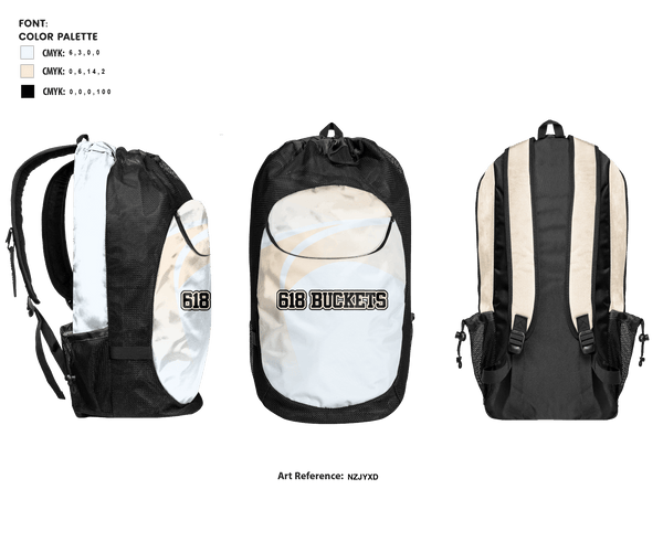 Gear Bag, 618 BUCKETS, Men's Basketball, Teamtime, Team time, sublimation, custom sports apparel, team uniforms, spirit wear, spiritwear, sports uniforms, custom shirts, team store, custom team store, fundraiser sports, apparel fundraiser