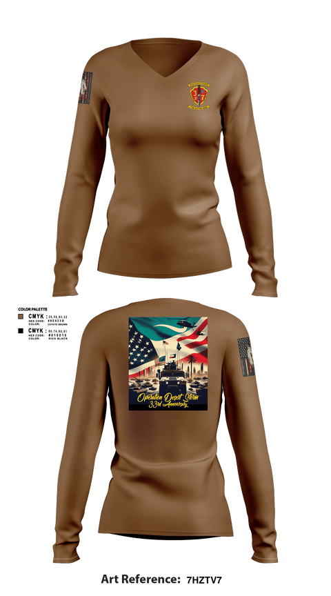 Women's Long Sleeve Vneck Shirt, 3/7 India Co. Wpns Plt, Marines, Teamtime, Team time, sublimation, custom sports apparel, team uniforms, spirit wear, spiritwear, sports uniforms, custom shirts, team store, custom team store, fundraiser sports, apparel fundraiser