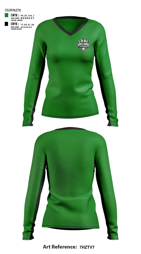 Women's Long Sleeve Vneck Shirt, Orland Youth Association - OYA Baseball, Baseball, Teamtime, Team time, sublimation, custom sports apparel, team uniforms, spirit wear, spiritwear, sports uniforms, custom shirts, team store, custom team store, fundraiser sports, apparel fundraiser