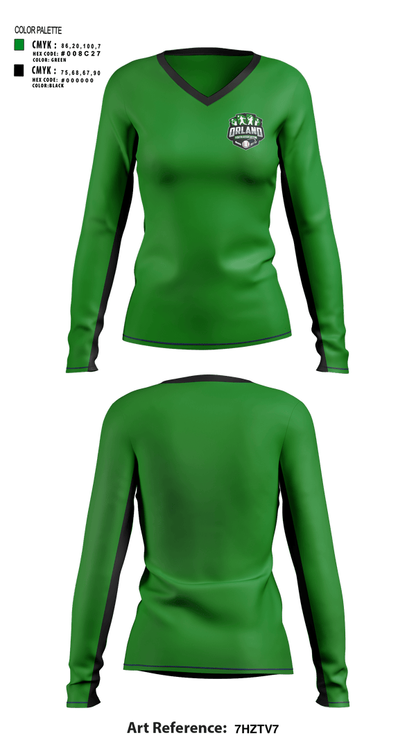 Women's Long Sleeve Vneck Shirt, Orland Youth Association - OYA Baseball, Baseball, Teamtime, Team time, sublimation, custom sports apparel, team uniforms, spirit wear, spiritwear, sports uniforms, custom shirts, team store, custom team store, fundraiser sports, apparel fundraiser