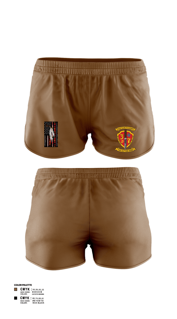 Women's Shorts, 3/7 India Co. Wpns Plt, Marines, Teamtime, Team time, sublimation, custom sports apparel, team uniforms, spirit wear, spiritwear, sports uniforms, custom shirts, team store, custom team store, fundraiser sports, apparel fundraiser