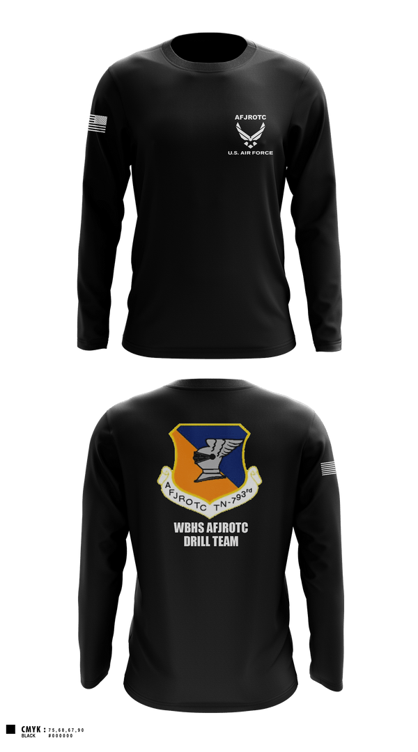 Long Sleeve Performance Shirt, WBHS AFJROTC, Air Force, Teamtime, Team time, sublimation, custom sports apparel, team uniforms, spirit wear, spiritwear, sports uniforms, custom shirts, team store, custom team store, fundraiser sports, apparel fundraiser