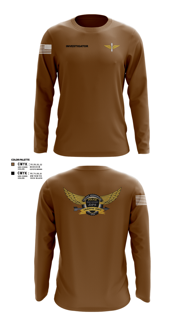 Long Sleeve Performance Shirt, Investigator, Army, Teamtime, Team time, sublimation, custom sports apparel, team uniforms, spirit wear, spiritwear, sports uniforms, custom shirts, team store, custom team store, fundraiser sports, apparel fundraiser