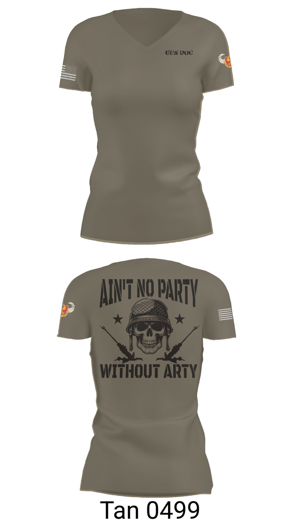 Women's Short Sleeve Vneck Shirt, 1-320th FA, Fox Battery, , Teamtime, Team time, sublimation, custom sports apparel, team uniforms, spirit wear, spiritwear, sports uniforms, custom shirts, team store, custom team store, fundraiser sports, apparel fundraiser
