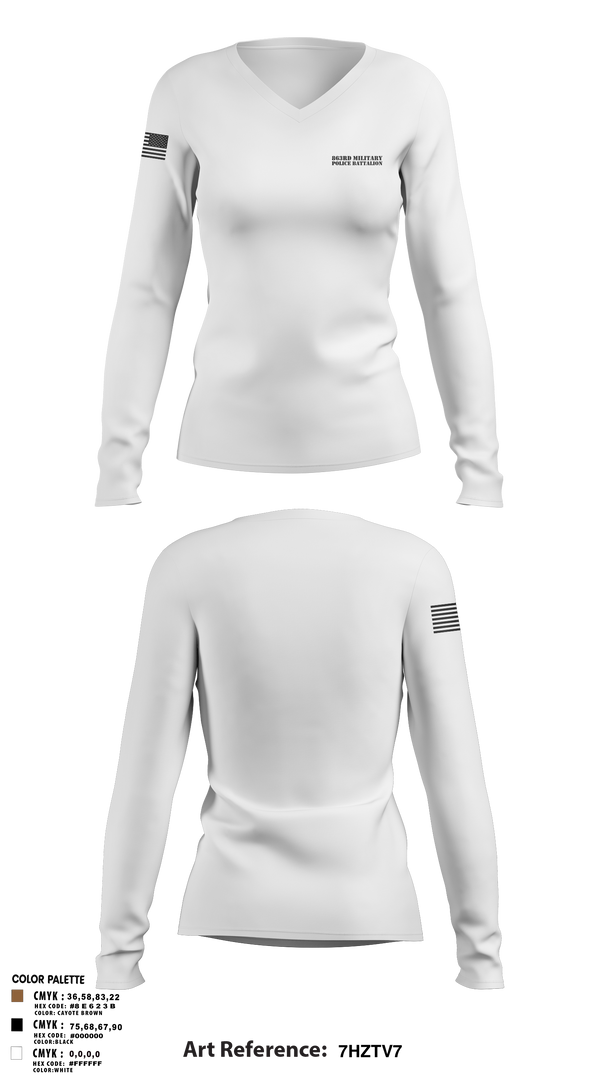 Women's Long Sleeve Vneck Shirt, 863rd Military Police Battalion, , Teamtime, Team time, sublimation, custom sports apparel, team uniforms, spirit wear, spiritwear, sports uniforms, custom shirts, team store, custom team store, fundraiser sports, apparel fundraiser