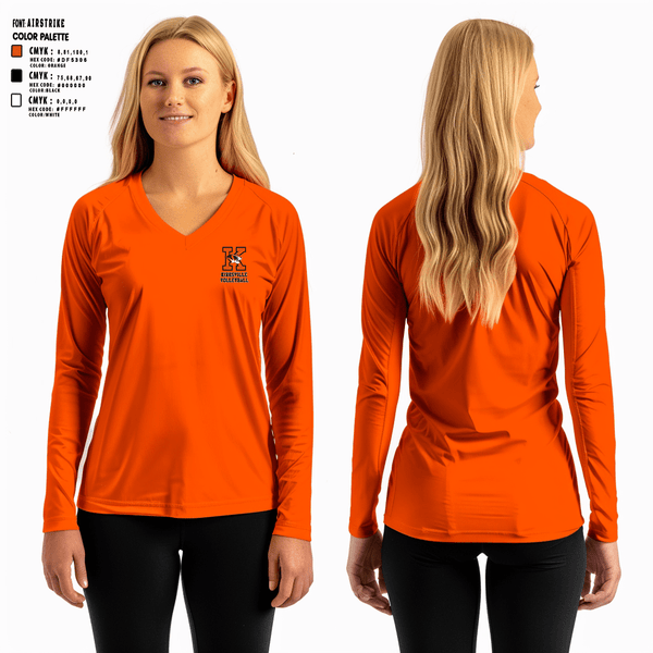 Women's Long Sleeve Vneck Shirt, Kirksville High School Volleyball, Women's Volleyball, Teamtime, Team time, sublimation, custom sports apparel, team uniforms, spirit wear, spiritwear, sports uniforms, custom shirts, team store, custom team store, fundraiser sports, apparel fundraiser