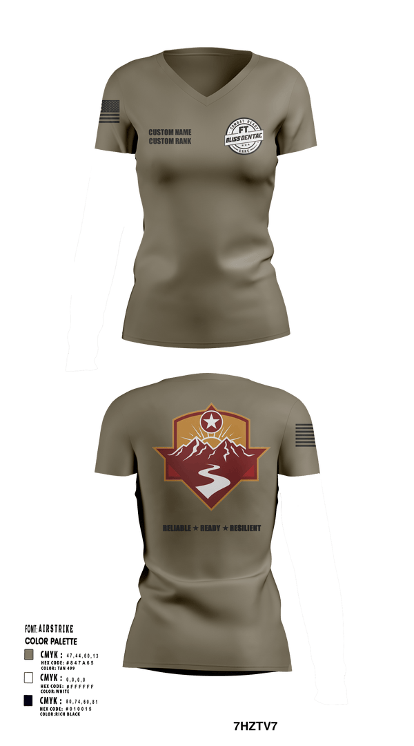 Women's Short Sleeve Vneck Shirt, Fort Bliss DENTAC, Army, Teamtime, Team time, sublimation, custom sports apparel, team uniforms, spirit wear, spiritwear, sports uniforms, custom shirts, team store, custom team store, fundraiser sports, apparel fundraiser