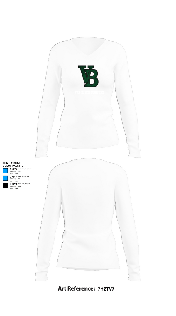 Women's Long Sleeve Vneck Shirt, Van Buren Pointers, Football, Teamtime, Team time, sublimation, custom sports apparel, team uniforms, spirit wear, spiritwear, sports uniforms, custom shirts, team store, custom team store, fundraiser sports, apparel fundraiser