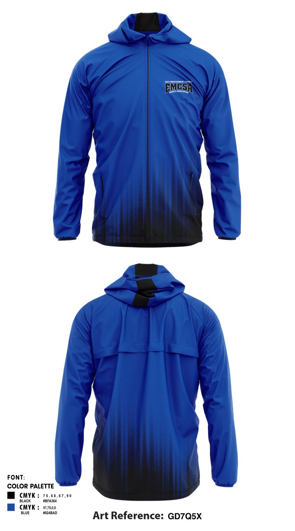 Windbreaker, East Montgomery County Sports Association, Spirit Store, Teamtime, Team time, sublimation, custom sports apparel, team uniforms, spirit wear, spiritwear, sports uniforms, custom shirts, team store, custom team store, fundraiser sports, apparel fundraiser
