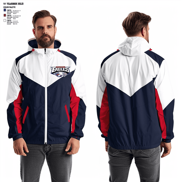Windbreaker, Milford Eagles Pop Warner Football and Cheer, Football, Teamtime, Team time, sublimation, custom sports apparel, team uniforms, spirit wear, spiritwear, sports uniforms, custom shirts, team store, custom team store, fundraiser sports, apparel fundraiser