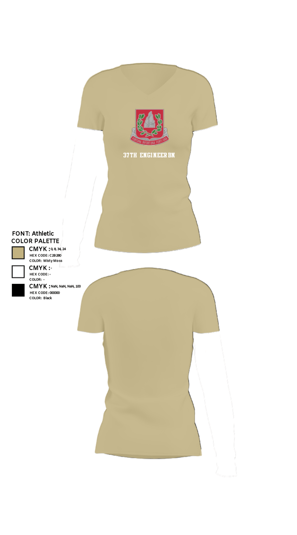 Women's Short Sleeve Vneck Shirt, 37th engineer bn, Army, Teamtime, Team time, sublimation, custom sports apparel, team uniforms, spirit wear, spiritwear, sports uniforms, custom shirts, team store, custom team store, fundraiser sports, apparel fundraiser