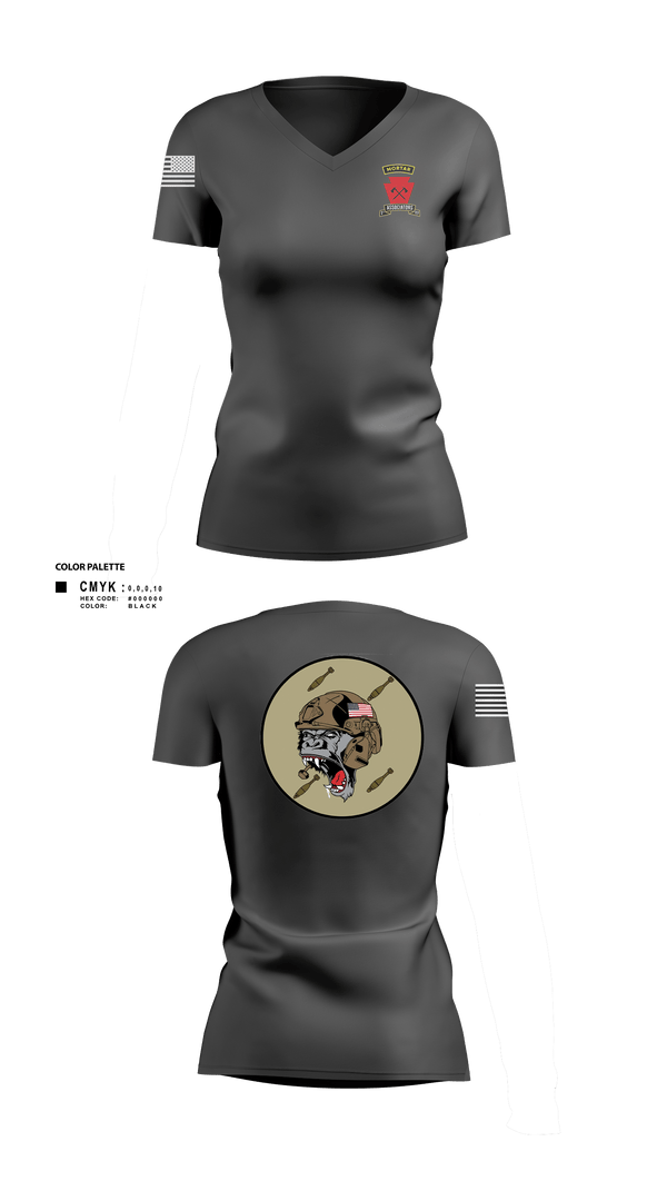 Women's Short Sleeve Vneck Shirt, Aco 1-111th secfor1-111 MTR renew, National Guard, Teamtime, Team time, sublimation, custom sports apparel, team uniforms, spirit wear, spiritwear, sports uniforms, custom shirts, team store, custom team store, fundraiser sports, apparel fundraiser