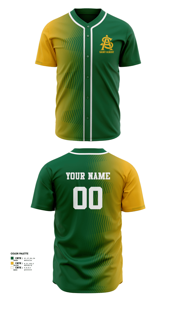 Full Button Baseball Jersey, Saint Albert High School Baseball, Baseball, Teamtime, Team time, sublimation, custom sports apparel, team uniforms, spirit wear, spiritwear, sports uniforms, custom shirts, team store, custom team store, fundraiser sports, apparel fundraiser