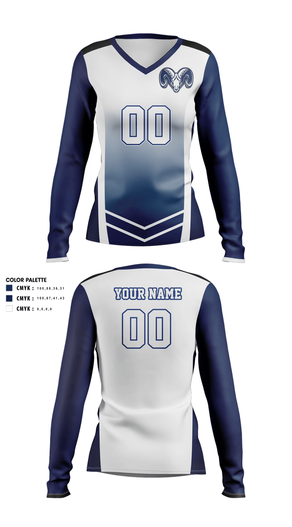 Women's Long Sleeve Vneck Shirt, Rochester Area High School Volleyball, Women's Volleyball, Teamtime, Team time, sublimation, custom sports apparel, team uniforms, spirit wear, spiritwear, sports uniforms, custom shirts, team store, custom team store, fundraiser sports, apparel fundraiser